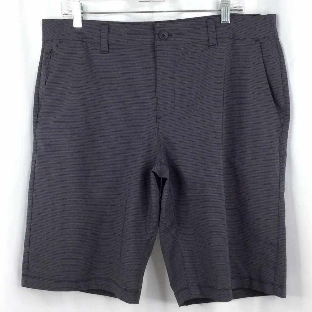 Hang Ten Hybrid Shorts Men's Size 36 Charcoal Gray Striped 11
